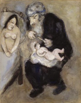 Circoncision prescrite par Dieu à Abraham contemporain de Marc Chagall Peinture à l'huile